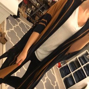 Navy blue & brown poncho/wrap